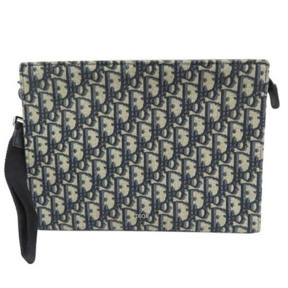 DIOR A5 Embossed logo Detachable wrist strap Oblique Clutch - Picture 8 of 9